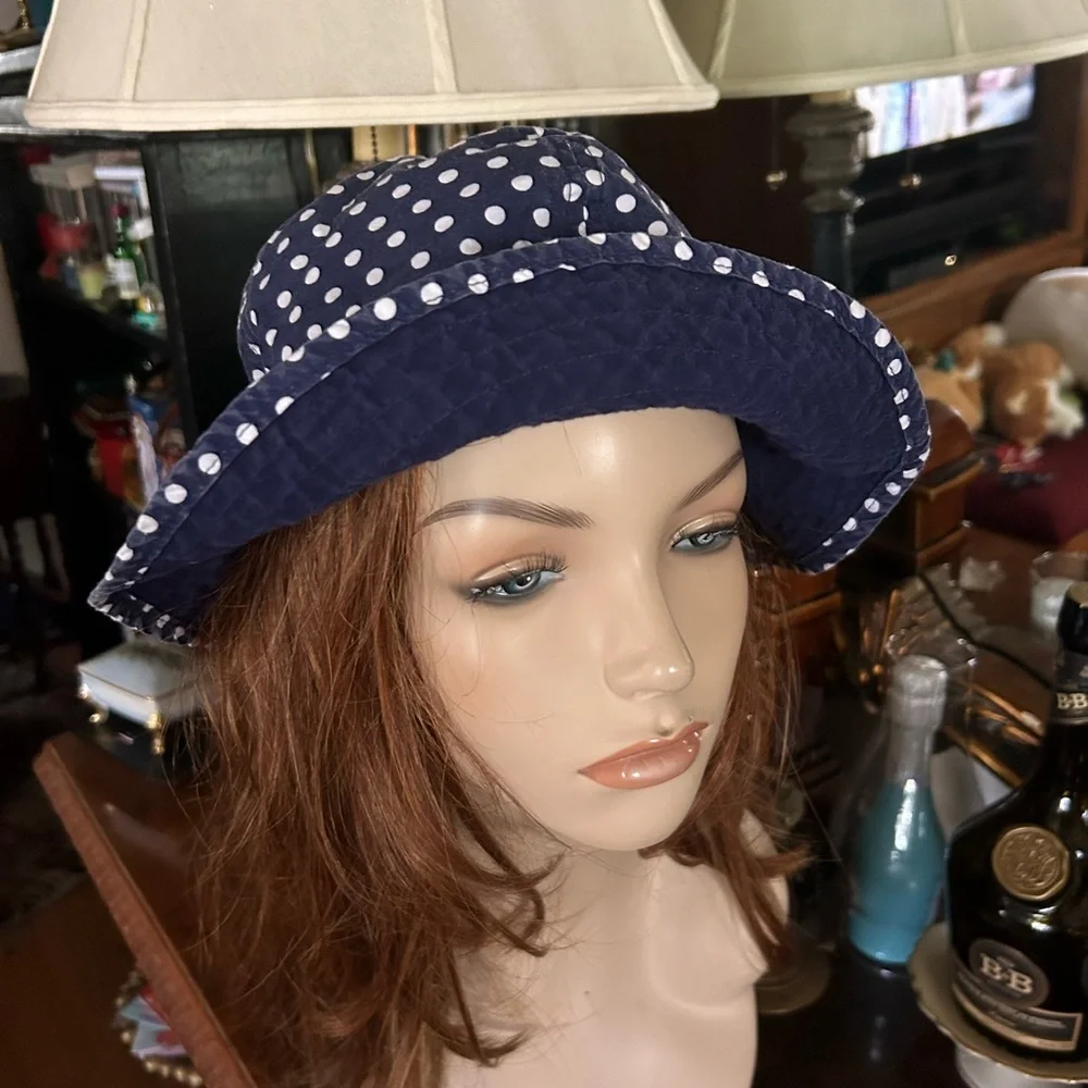 Navy Blue & White Polka-Dot Hat